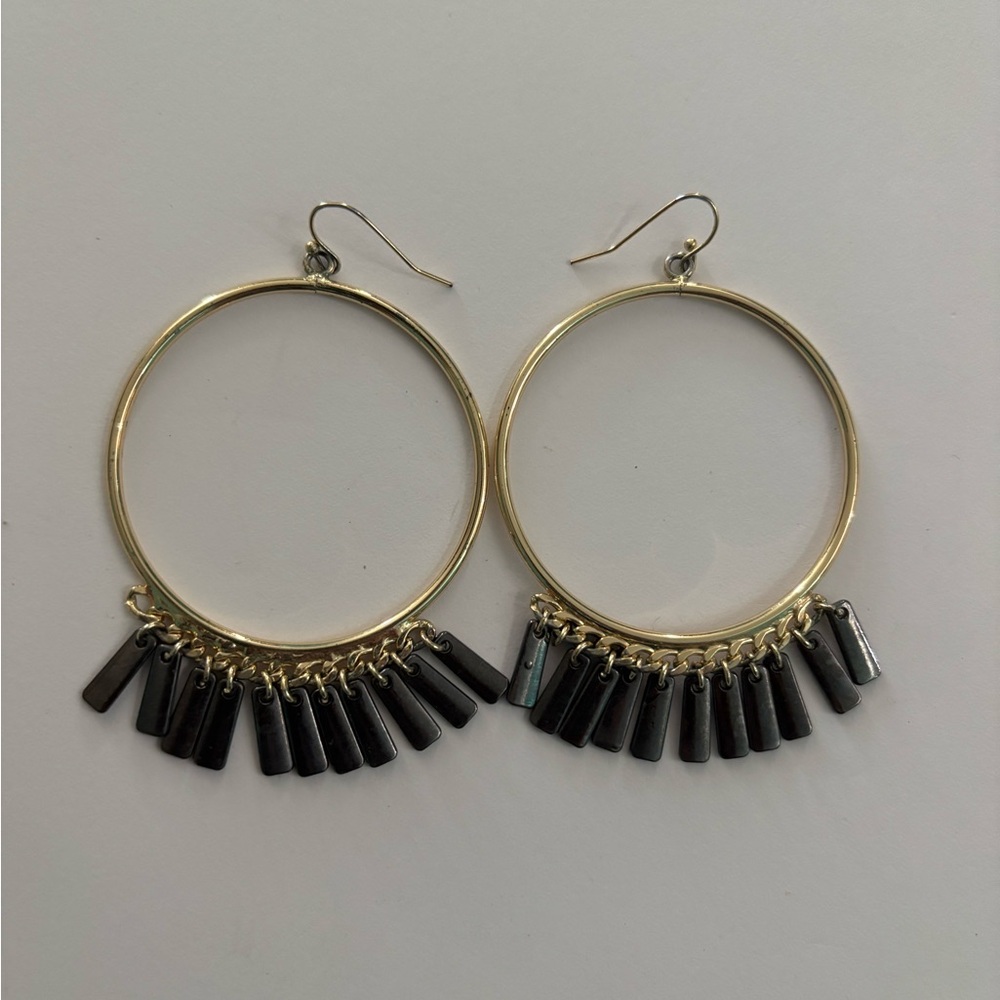 Elegant Gold and Black Hoop Earrings